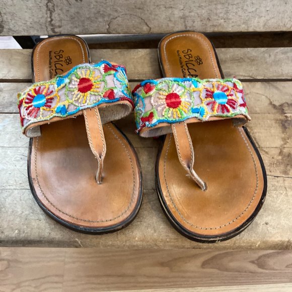 Sbicca Shoes - Sibicca Woman's Leather Sombrio Floral Sandles Sz 10